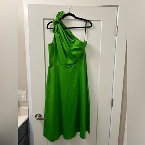 Kate Spade One Shoulder Midi Length Green Dress